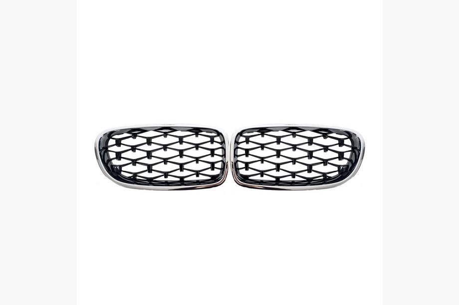 BMW 5 Serie F10/F11 2010–2016 Niergrilles Diamond Black (chromen omlijsting) Foto 2