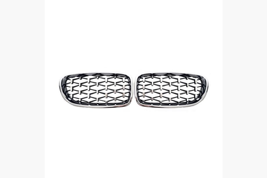 BMW 5 Serie F10/F11 2010–2016 Nierengrille Diamond Silver (chroomrand) Foto 2