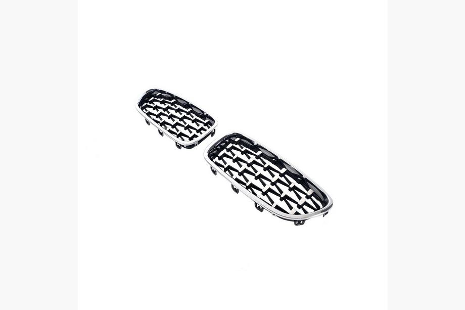 BMW 5 Serie F10/F11 2010–2016 Nierengrille Diamond Silver (chroomrand) Foto 4