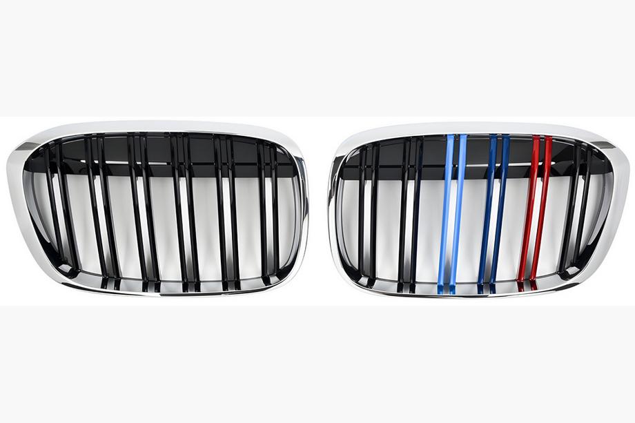 BMW X1 F48 2015–2022 M-Look nierengrilles (2015-2019, M-Color met chromen omlijsting) Foto 2