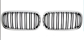 BMW X6 F16 2014–2019 M-Look nierroosters (hoogglans zwart met chroomrand) foto 2