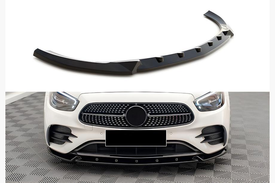 Mercedes E-class W213 2016–2023 DPT voorbumper lipspoiler (voor AMG-Line, 2020-2023, hoogglans zwart) Foto 1