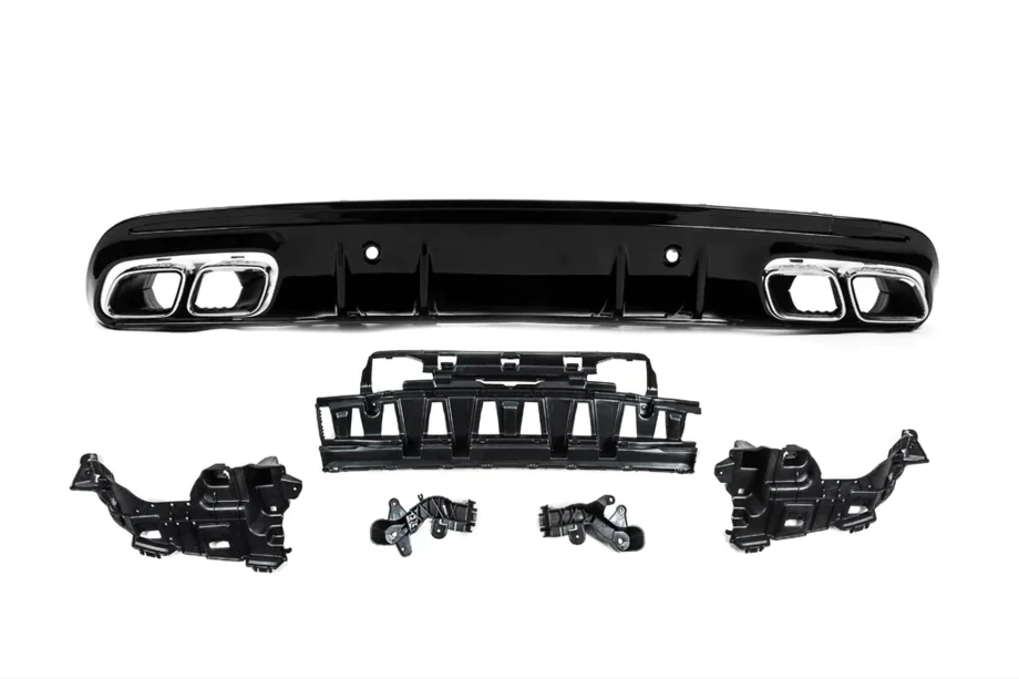 Mercedes C-klasse W205 2014–2021 Achterdiffuser met uitlaatsierstukken Silver (C63 design 2018-2021) Foto 4