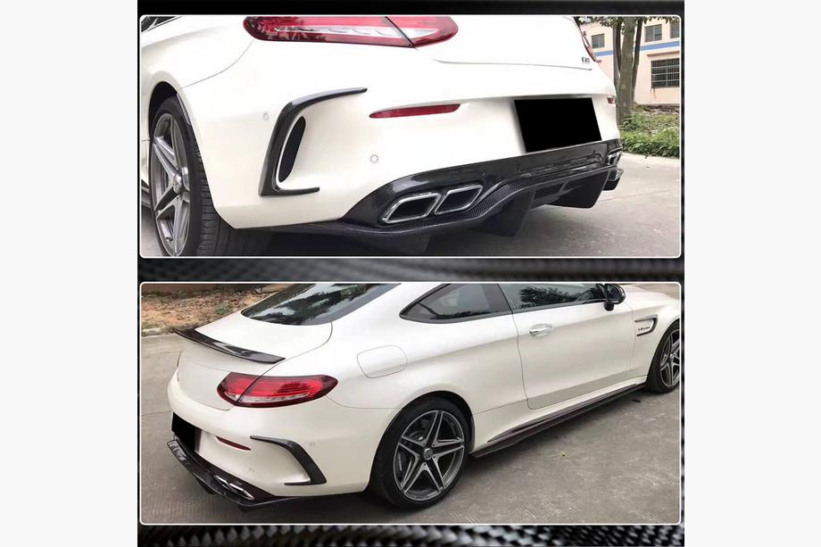 Mercedes C-klasse W205 2014–2021 Achterbumper diffuser V2 (voor C63 AMG Coupé/Cabriolet 2015-2019, carbon) Foto 3