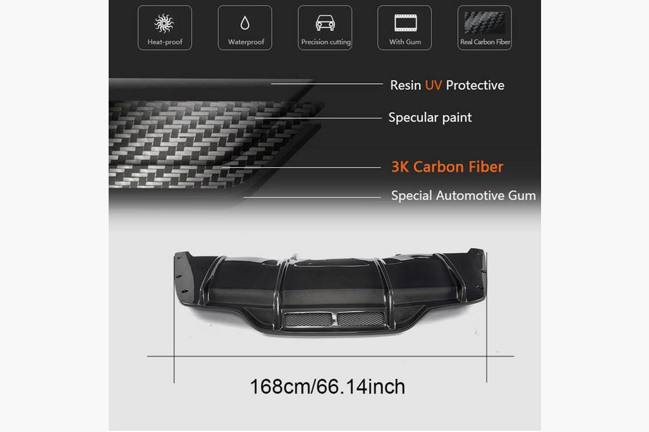Mercedes C-klasse W205 2014–2021 Achterbumper diffuser V2 (voor C63 AMG Coupé/Cabriolet 2015-2019, carbon) Foto 5