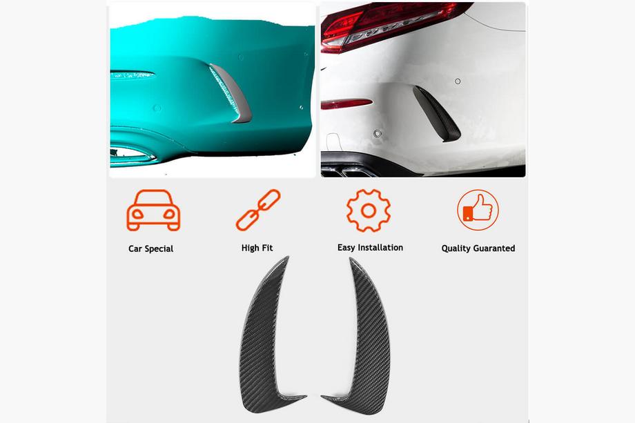 Mercedes C-klasse W205 2014–2021 Achterbumper diffuser inzetstukken V1 (voor Coupé/Cabriolet Base/AMG-Line/C43 AMG 2015-2019, carbon) Foto 2