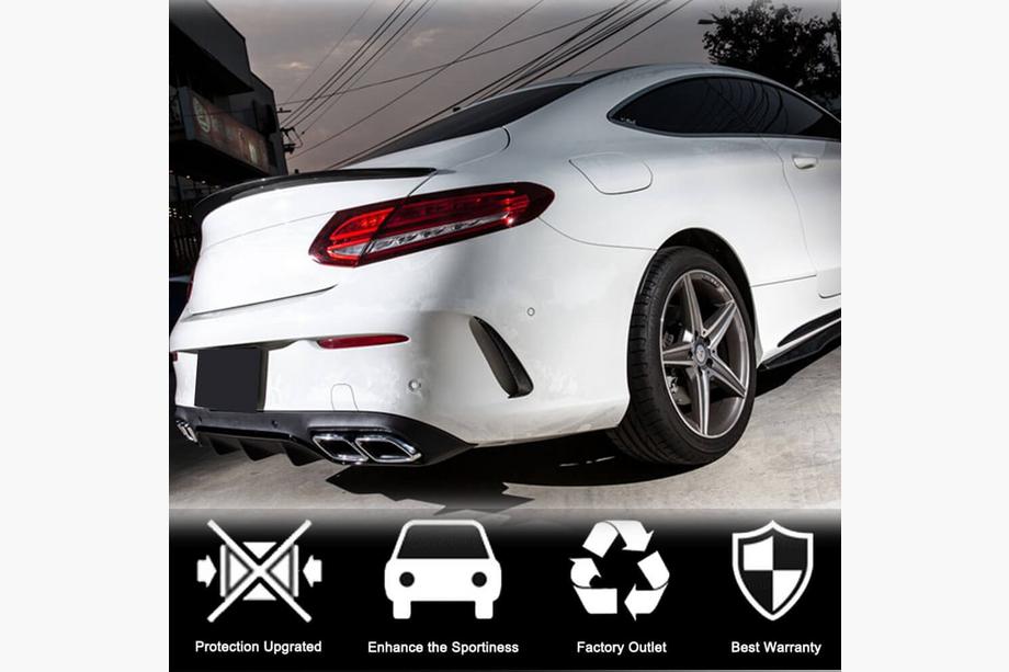 Mercedes C-klasse W205 2014–2021 Achterbumper diffuser inzetstukken V1 (voor Coupé/Cabriolet Base/AMG-Line/C43 AMG 2015-2019, carbon) Foto 3