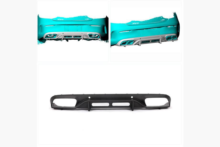 Mercedes C-klasse W205 2014–2021 Achterbumper diffuser (voor coupe/cabriolet C63 AMG 2019-2021, carbon) Foto 2