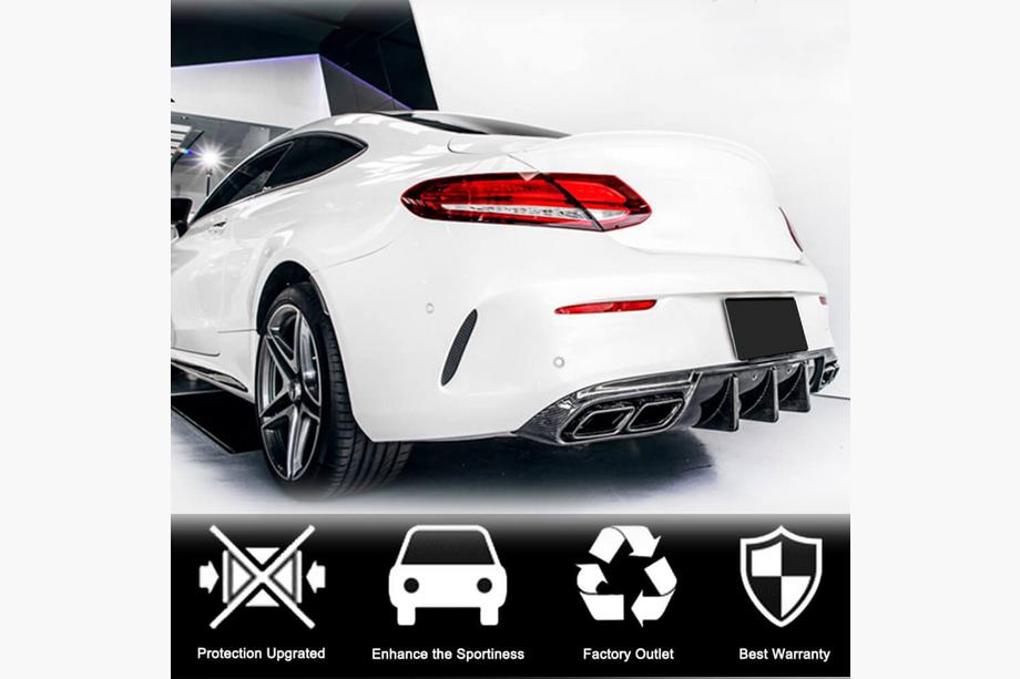 Mercedes C-klasse W205 2014–2021 Achterbumper diffuser V1 (voor coupé/cabriolet C63 AMG 2015-2019, carbon) Foto 6