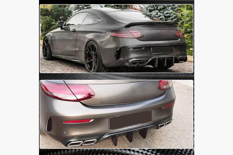 Mercedes C-klasse W205 2014–2021 Achterbumper diffuser V1 (voor coupé/cabriolet C63 AMG 2015-2019, carbon) Foto 7