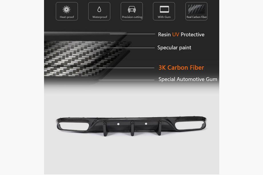 Mercedes C-klasse W205 2014–2021 Achterbumper diffuser V1 (voor coupé/cabriolet C63 AMG 2015-2019, carbon) Foto 9