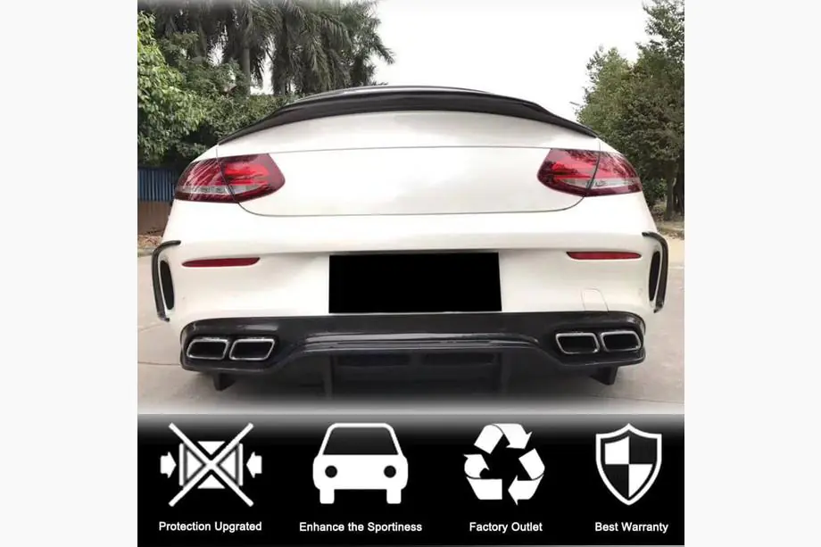 Mercedes C-klasse W205 2014–2021 Carbon achterbumper afdeklijsten (voor Coupé/Cabriolet C63 AMG 2015-2019) Foto 2