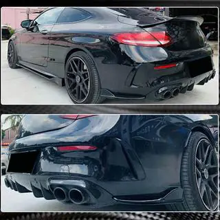 Achterbumper diffuser inserts V2 (voor coupé/cabriolet AMG-Line / C43 AMG 2015-2019, carbon) foto 4