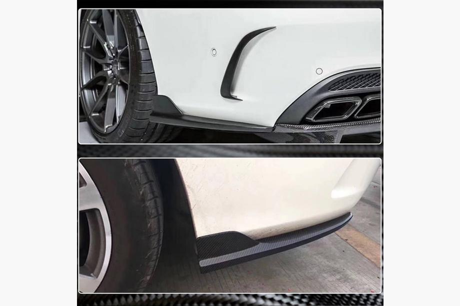Mercedes C-klasse W205 2014–2021 Achterbumper diffuser inserts V2 (voor coupé/cabriolet AMG-Line / C43 AMG 2015-2019, carbon) Foto 3
