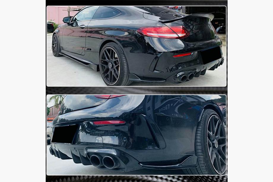Mercedes C-klasse W205 2014–2021 Achterbumper diffuser inserts V2 (voor coupé/cabriolet AMG-Line / C43 AMG 2015-2019, carbon) Foto 4