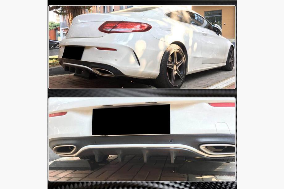 Mercedes C-klasse W205 2014–2021 Achterbumperdiffuser (voor coupé/cabriolet AMG-Line / C43 AMG 2015-2019, carbon) Foto 4