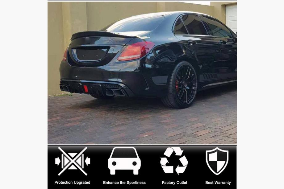 Mercedes C-klasse W205 2014–2021 Achterbumperdiffuser met uitlaatsierstukken (voor SD C43 AMG 2015-2019, carbon) Foto 2