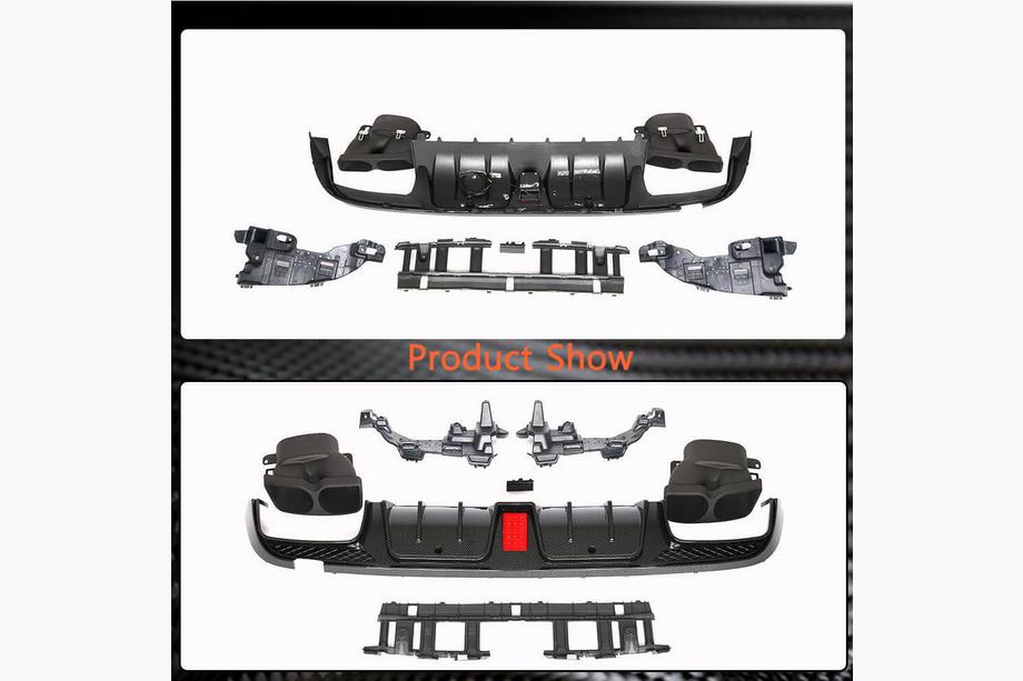 Mercedes C-klasse W205 2014–2021 Achterbumperdiffuser met uitlaatsierstukken (voor SD C43 AMG 2015-2019, carbon) Foto 4