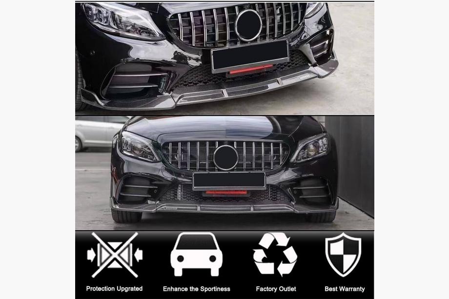 Mercedes C-klasse W205 2014–2021 Voorbumper lip spoiler (voor SD AMG-Line 2019-2021, carbon) Foto 2