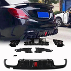 Mercedes C-klasse W205 2014–2021 Achterbumper diffuser met uitlaatsierstukken (voor SD C43 AMG 2015-2021, carbon) foto 1