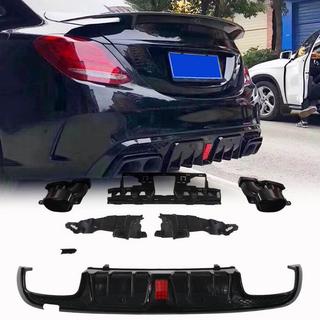 Achterbumper diffuser met uitlaatsierstukken (voor SD C43 AMG 2015-2021, carbon) foto 1