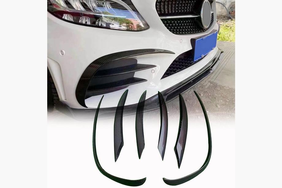 Mercedes C-klasse W205 2014–2021 Voorbumper lip (voor SD AMG-Line 2015-2019, carbon) Foto 1