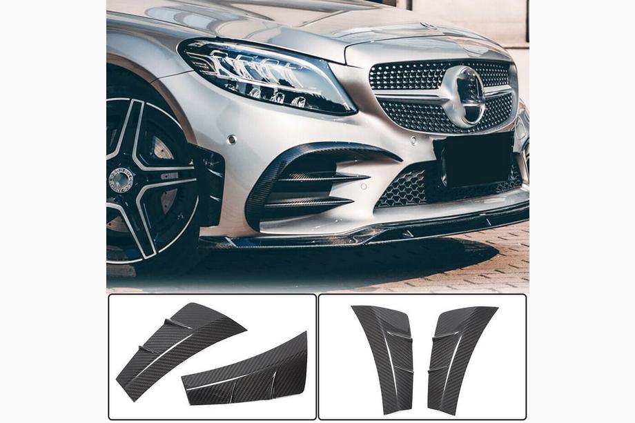 Mercedes C-klasse W205 2014–2021 Voorbumper inserts V2 (voor C43 AMG 2019-2021, carbon) Foto 1