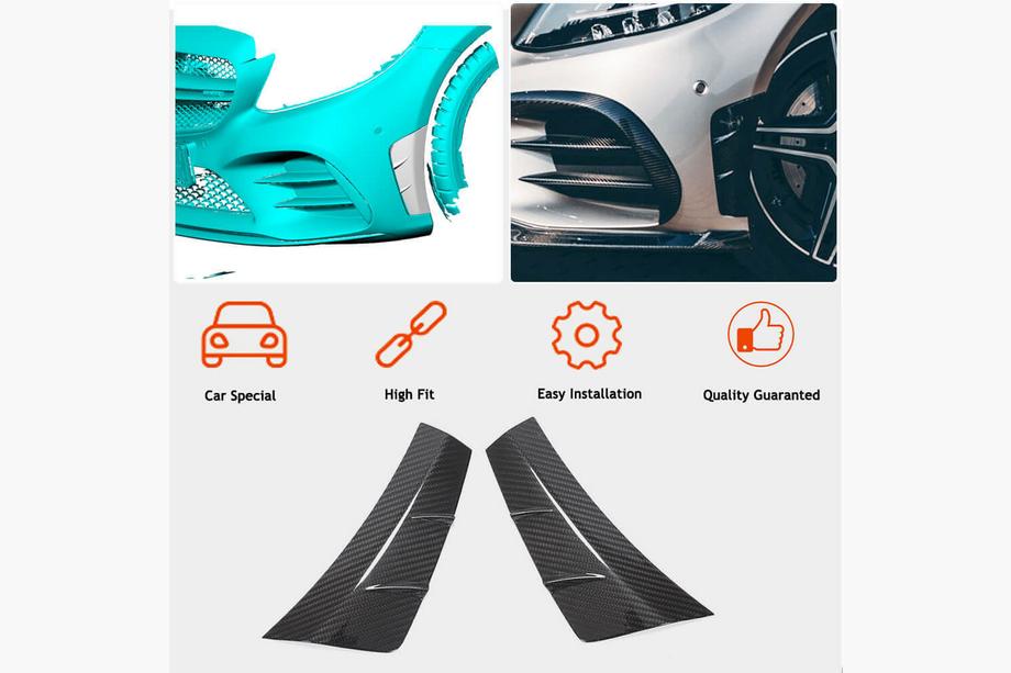 Mercedes C-klasse W205 2014–2021 Voorbumper inserts V2 (voor C43 AMG 2019-2021, carbon) Foto 2