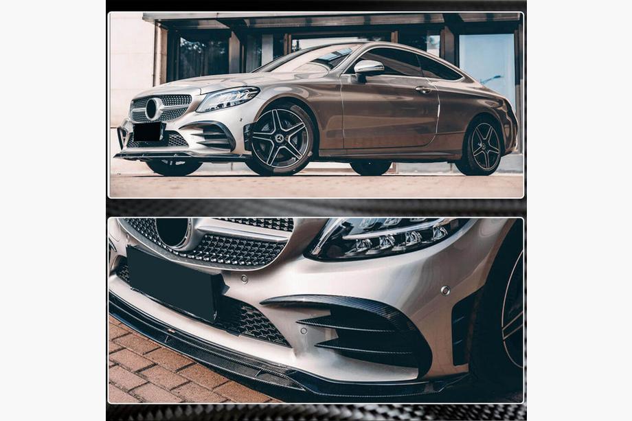 Mercedes C-klasse W205 2014–2021 Voorbumper inserts V2 (voor C43 AMG 2019-2021, carbon) Foto 4