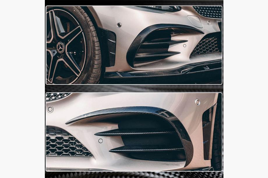 Mercedes C-klasse W205 2014–2021 Voorbumper inserts V2 (voor C43 AMG 2019-2021, carbon) Foto 5