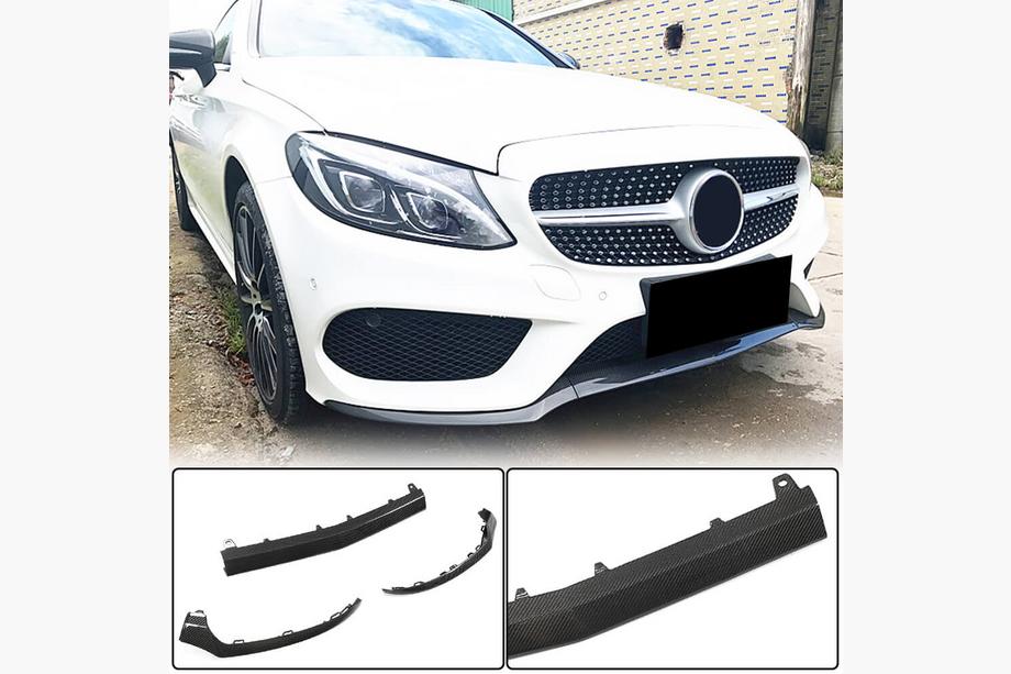 Mercedes C-klasse W205 2014–2021 Voorbumper lip Lip V4 (voor C43 AMG 2015-2019, carbon) Image