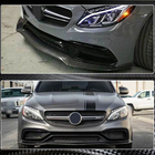 Mercedes C-klasse W205 2014–2021 Voorbumper lip Lip V2 (voor SD C63 AMG 2015-2019, carbon) foto 5