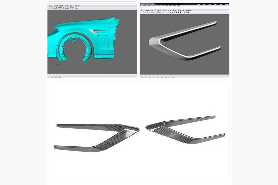 Mercedes C-klasse W205 2014–2021 Carbon voorspatbord lijsten (voor SD C63 AMG 2015-2019, Carbon) Foto 2