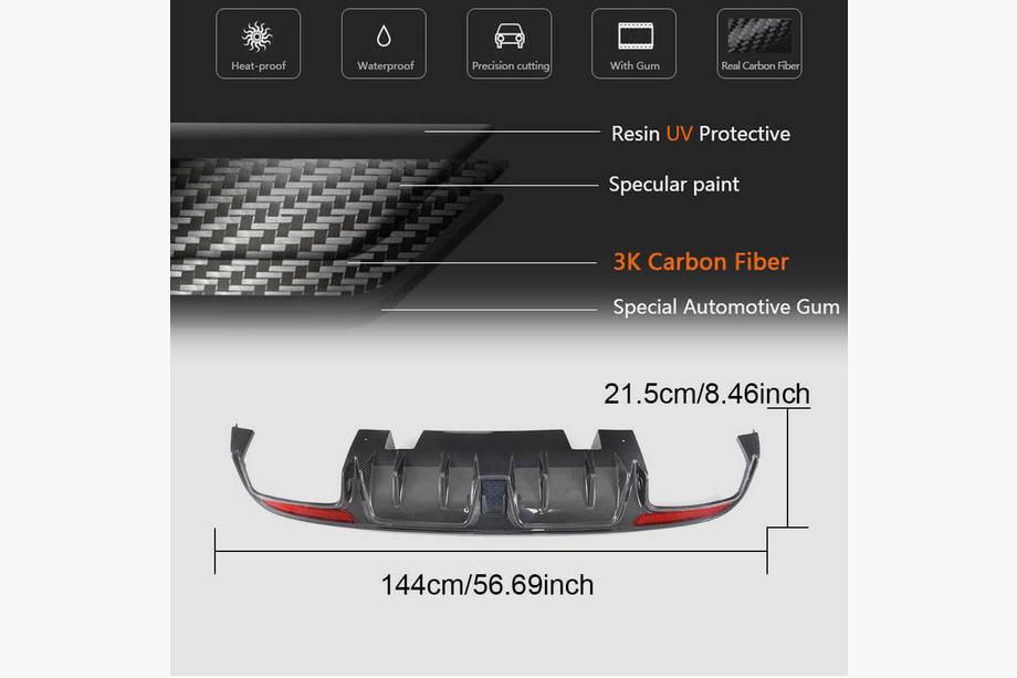 Mercedes C-klasse W205 2014–2021 Achterbumper diffuser V1 (voor SD C43/C63 AMG 2015-2019, carbon) Foto 2