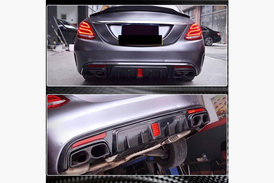 Mercedes C-klasse W205 2014–2021 Achterbumper diffuser V1 (voor SD C43/C63 AMG 2015-2019, carbon) Foto 3