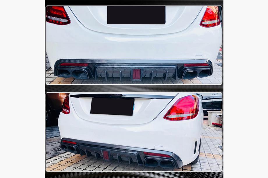 Mercedes C-klasse W205 2014–2021 Achterbumper diffuser V1 (voor SD C43/C63 AMG 2015-2019, carbon) Foto 4