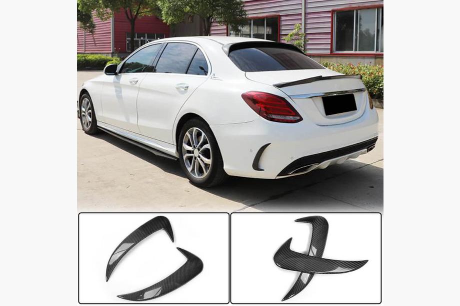 Mercedes C-klasse W205 2014–2021 Achterbumper sierlijsten (voor SD C43/C63 AMG 2015-2019, carbon) Foto 1
