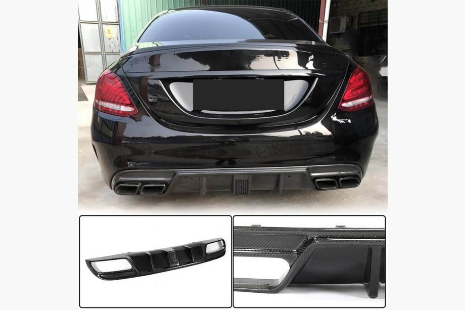 Mercedes C-klasse W205 2014–2021 Achterbumper diffuser V3 (voor SD C43/C63 AMG 2015-2019, carbon) Image