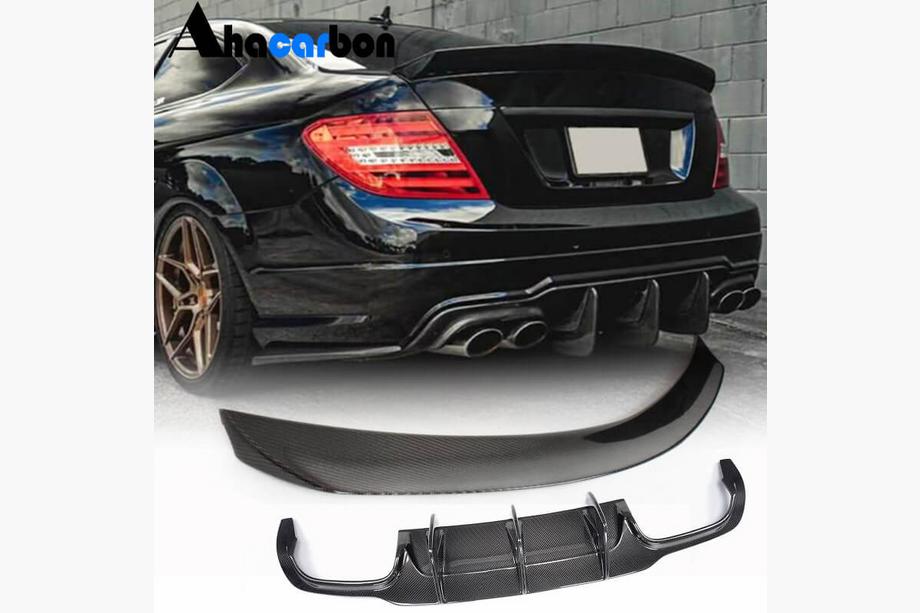 Mercedes C-klasse W204 2007–2015 Achterbumper spoiler met diffuser (voor C63 AMG 2012-2014, carbon) Foto 1