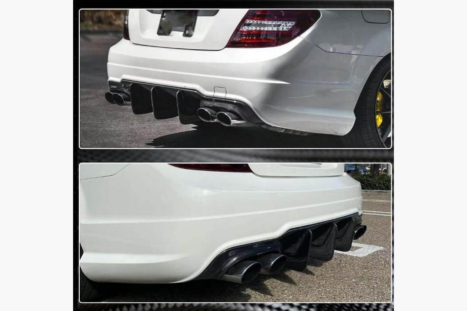Mercedes C-klasse W204 2007–2015 Achterbumper spoiler met diffuser (voor C63 AMG 2012-2014, carbon) Foto 3