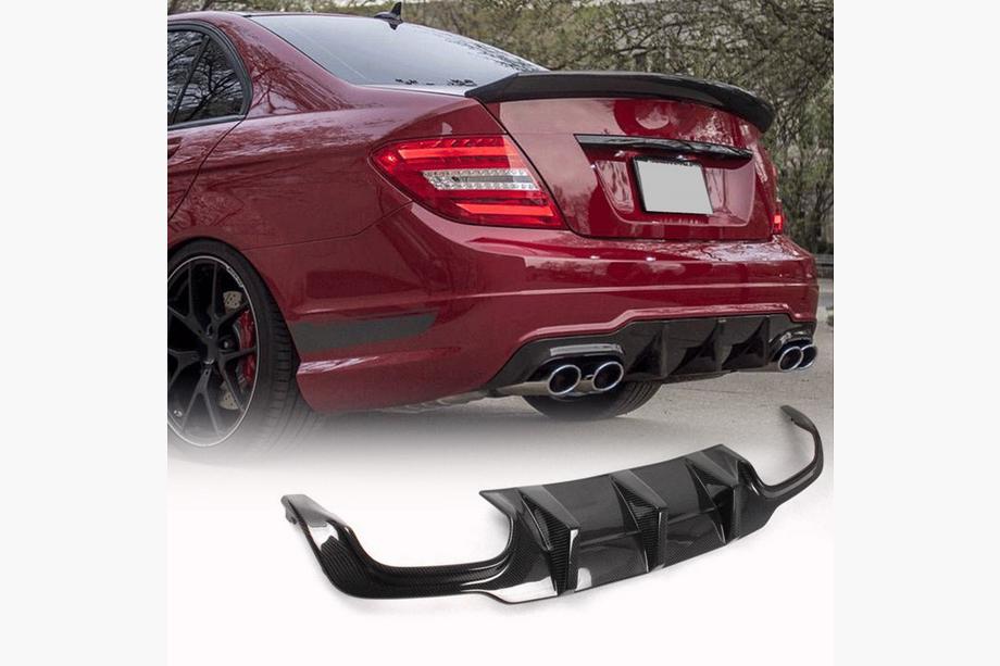 Mercedes C-klasse W204 2007–2015 Achterbumper diffuser V3 (voor AMG SD/Coupe 2012-2014, carbon) Image