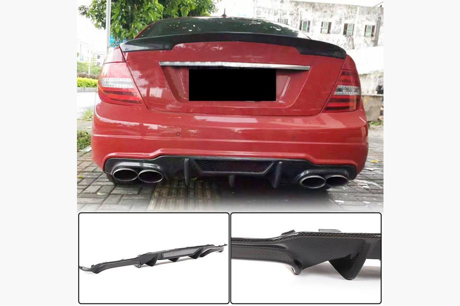 Mercedes C-klasse W204 2007–2015 Achterbumper diffuser V4 (voor AMG SD/Coupe 2012-2014, carbon) Image