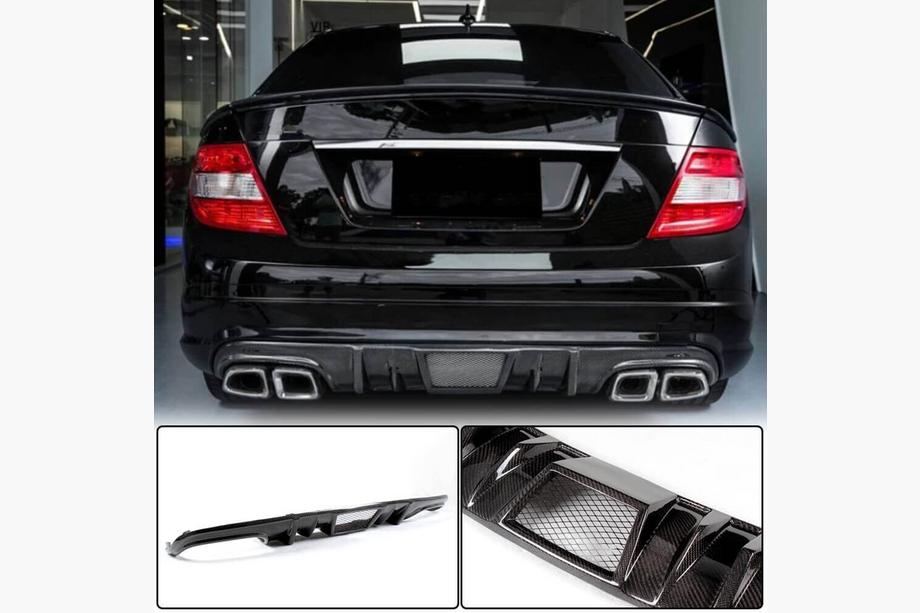 Mercedes C-klasse W204 2007–2015 Achterbumper diffuser V4 (voor AMG SD 2008-2011, Carbon) Image