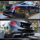 Mercedes S-Class W222 2013–2022 Achterbumper diffuser met uitlaatsierstukken (voor S63/S65 AMG 2018-2021, carbon) foto 3
