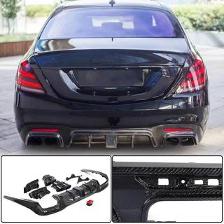 Achterbumper diffuser met uitlaatsierstukken (voor S63/S65 AMG 2018-2021, carbon) foto 1