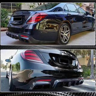 Achterbumper diffuser met uitlaatsierstukken (voor S63/S65 AMG 2018-2021, carbon) foto 3