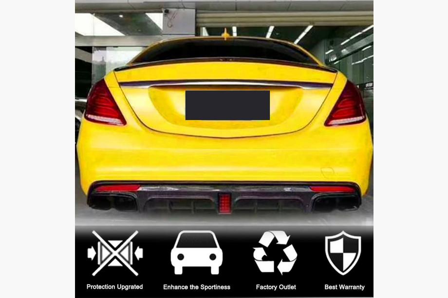 Mercedes S-Class W222 2013–2022 Achterbumperdiffuser met uitlaatsierstukken (voor S63 AMG 2014-2017, carbon) Foto 3