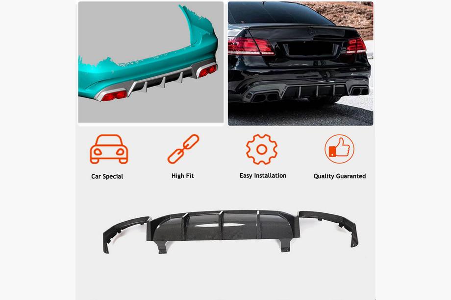 Mercedes E-klasse W212 2009–2016 Achterbumper diffuser V1 (voor E63 AMG 2013-2016, carbon) Foto 3