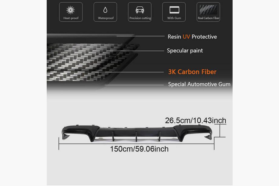 Mercedes E-klasse W212 2009–2016 Achterbumper diffuser V1 (voor E63 AMG 2013-2016, carbon) Foto 7