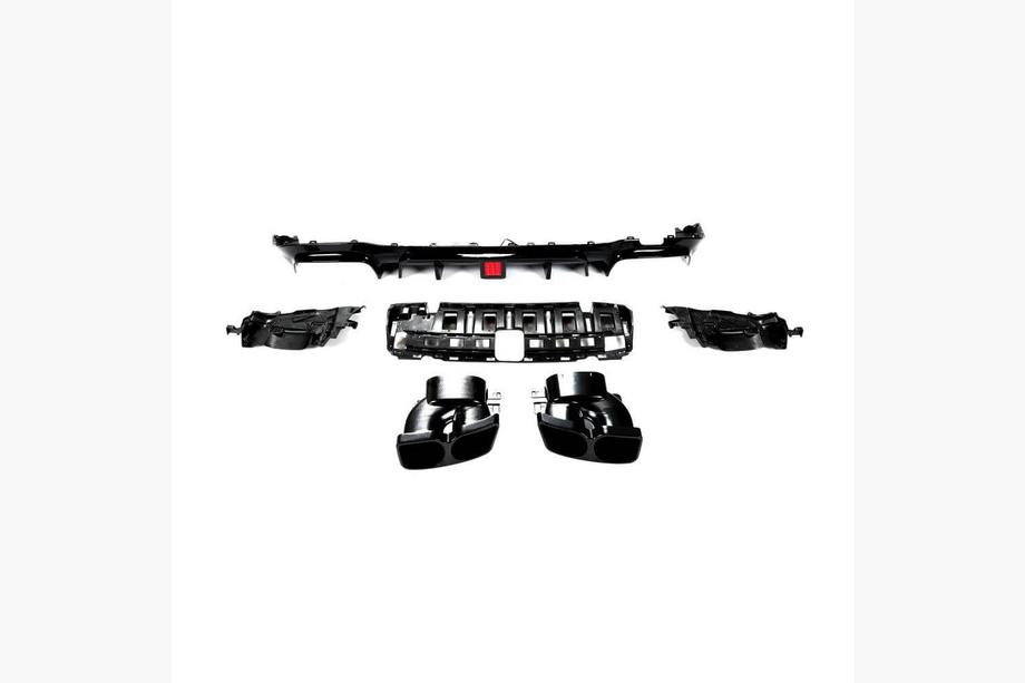 Mercedes E-class W213 2016–2023 Achterbumper diffuser met uitlaatsierstukken V1 (voor AMG/AMG-Line 2016-2019, carbon) Foto 3